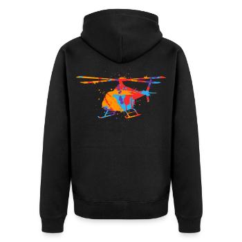 Helikopter bunt Pilot Kinder Jungen Hubschrauber - Unisex Premium Bio Zip Hoodie - Schwarz - Hinten - Nico (187cm)