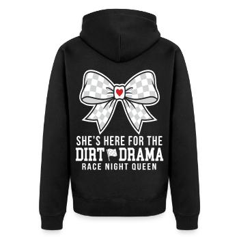 Dirt Drama Race Night Queen Bow - Unisex Premium Organic Zip Hoodie - black - Back - Nico (187cm)