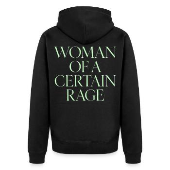 Slogan féministe Femme d’une certaine rage - Veste à capuche bio Premium Unisexe - noir - Dos - Nico (187cm)