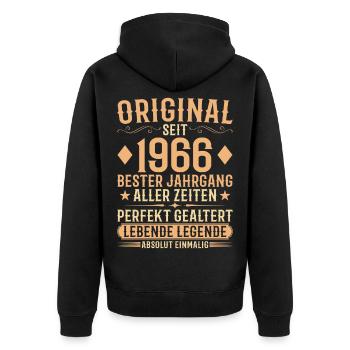 Original Jahrgang 1966 Baujahr Geburtstag - Unisex Premium Bio Zip Hoodie - Schwarz - Hinten - Nico (187cm)