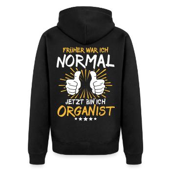 Organist Spruch - Unisex Premium Bio Zip Hoodie - Schwarz - Hinten - Nico (187cm)