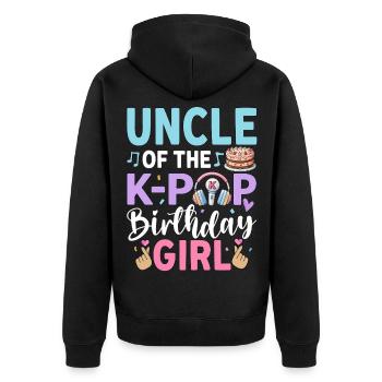 Oncle de la fille d’anniversaire K-Pop - Veste à capuche bio Premium Unisexe - noir - Dos - Nico (187cm)