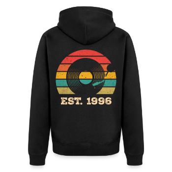 Vintage 1996 - Unisex Premium Bio Zip Hoodie - Schwarz - Hinten - Nico (187cm)