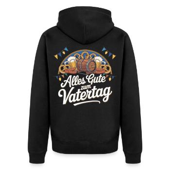 Vatertag Bier T-Shirt – Alles Gute zum Vatertag - Unisex Premium Bio Zip Hoodie - Schwarz - Hinten - Nico (187cm)
