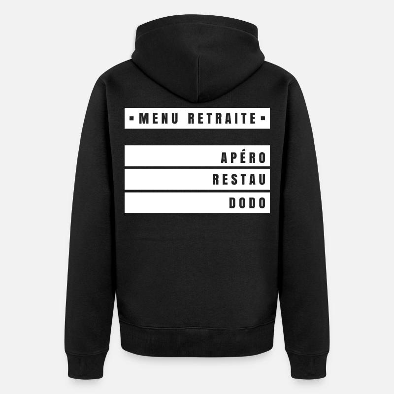 Menu Retraite (bandeau blanc) - Veste à capuche bio Premium Unisexe - noir