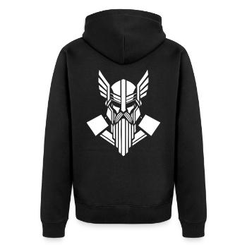 Viking Winged Geometric Valkyrie Modernes Maskottchen - Unisex Premium Bio Zip Hoodie - Schwarz - Hinten - Nico (187cm)