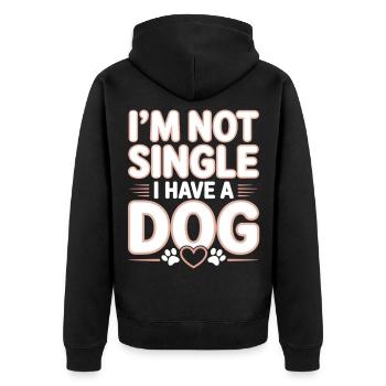 I'm Not Single – I Have a Dog - Unisex Premium Bio Zip Hoodie - Schwarz - Hinten - Nico (187cm)
