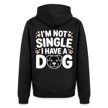 I'm Not Single – I Have a Dog - Unisex Premium Bio Zip Hoodie - Schwarz - Hinten - Nico (187cm)