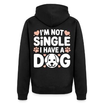 I'm Not Single – I Have a Dog - Unisex Premium Bio Zip Hoodie - Schwarz - Hinten - Nico (187cm)