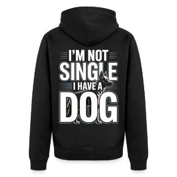 I'm Not Single – I Have a Dog - Unisex Premium Bio Zip Hoodie - Schwarz - Hinten - Nico (187cm)