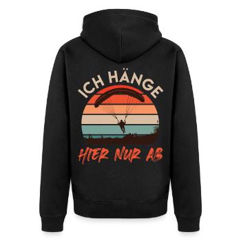 Gleitschirm ICH HÄNGE HIER NUR AB Lustiges - Unisex Premium Bio Zip Hoodie - Schwarz - Hinten - Nico (187cm)