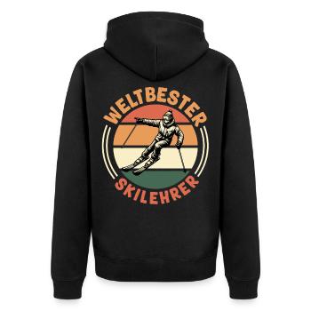 Skifahren WELTBESTER SKILEHRER Lustiges - Unisex Premium Bio Zip Hoodie - Schwarz - Hinten - Nico (187cm)