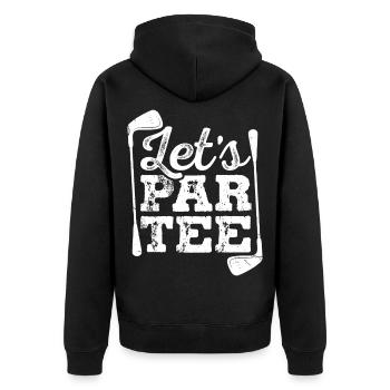 Let s Par Tee Golf - Unisex Premium Bio Zip Hoodie - Schwarz - Hinten - Nico (187cm)