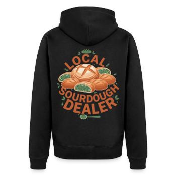 Local Sourdough Dealer Bread Baking Baker - Unisex Premium Organic Zip Hoodie - black - Back - Nico (187cm)