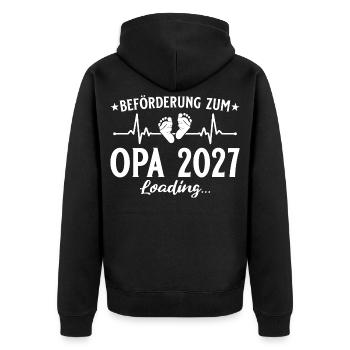 Beförderung zum Opa 2027 Loading Geschenk - Unisex Premium Bio Zip Hoodie - Schwarz - Hinten - Nico (187cm)