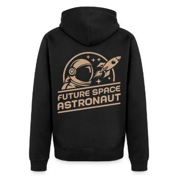 Future Space Astronaut Retro Weltraum Abenteuer - Unisex Premium Bio Zip Hoodie - Schwarz - Hinten - Nico (187cm)