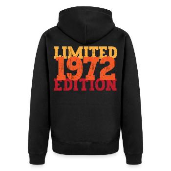 Vintage 1972 - Unisex Premium Bio Zip Hoodie - Schwarz - Hinten - Nico (187cm)