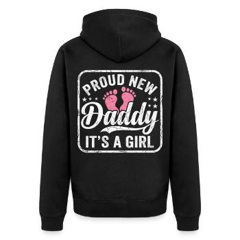 Futur papa et père biologique, fille biologique - Veste à capuche bio Premium Unisexe - noir - Dos - Nico (187cm)