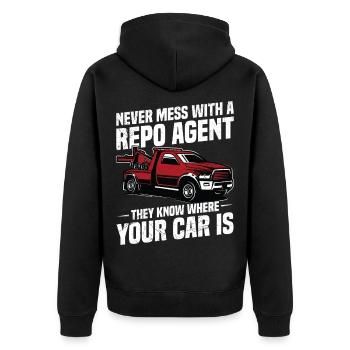  Repo Agent Police Friends Car Recovery - Unisex Premium Organic Zip Hoodie - black - Back - Nico (187cm)