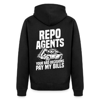  Repossession Agent Car Recovery Asset Recovery - Unisex Premium Organic Zip Hoodie - black - Back - Nico (187cm)
