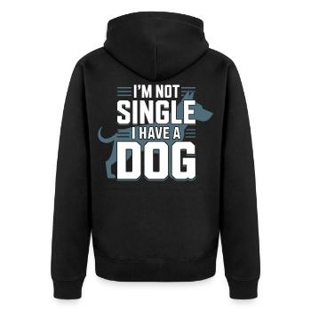 I'm Not Single – I Have a Dog - Unisex Premium Bio Zip Hoodie - Schwarz - Hinten - Nico (187cm)