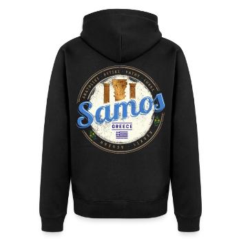 Samos Insel in Griechenland Vintage Souvenir - Unisex Premium Bio Zip Hoodie - Schwarz - Hinten - Nico (187cm)