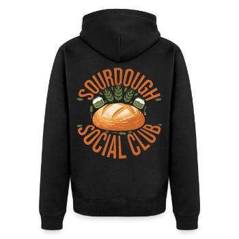 Sourdough Social Club Bread Baking Baker Era - Unisex Premium Organic Zip Hoodie - black - Back - Nico (187cm)