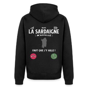 La Sardaigne M’Appelle Faut Que J’Y Aille Humour - Veste à capuche bio Premium Unisexe - noir - Dos - Nico (187cm)