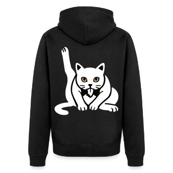 Funny Cat Cats Cat Lover Kitten - Unisex Premium Organic Zip Hoodie - black - Back - Nico (187cm)