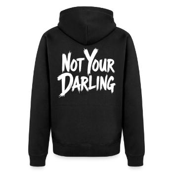 Not Your Darling Statement Spruch Streetwear - Unisex Premium Bio Zip Hoodie - Schwarz - Hinten - Nico (187cm)