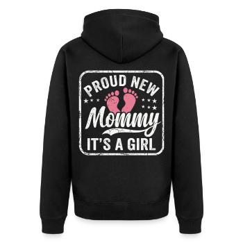 Future maman et mère enceinte, fille biologique - Veste à capuche bio Premium Unisexe - noir - Dos - Nico (187cm)