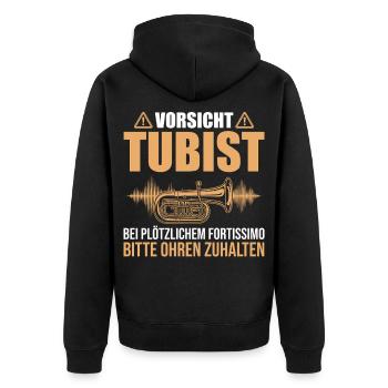 Vorsicht Tubist Fortissimo Ohren zuhalten Tuba - Unisex Premium Bio Zip Hoodie - Schwarz - Hinten - Nico (187cm)
