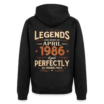 Cadeau pour 40 ans Mari avril 1986 Légendaire - Veste à capuche bio Premium Unisexe - noir - Dos - Nico (187cm)