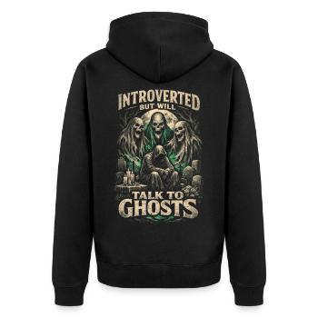 Friedhof Goth Introverted But Will Talk To Ghosts - Unisex Premium Bio Zip Hoodie - Schwarz - Hinten - Nico (187cm)