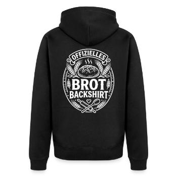 Offizielles Brot Backshirt - Unisex Premium Bio Zip Hoodie - Schwarz - Hinten - Nico (187cm)