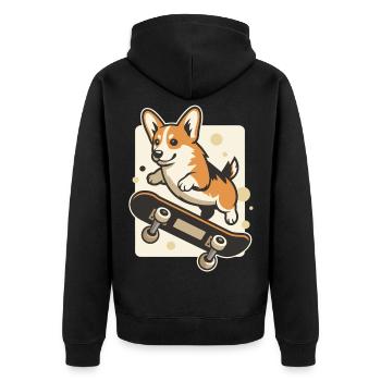 T-shirt Corgi Skateboard Corgi Skateur - Veste à capuche bio Premium Unisexe - noir - Dos - Nico (187cm)