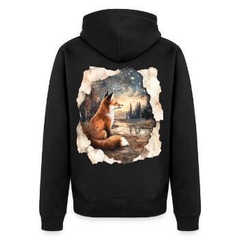 Fox Stars - Unisex Premium Organic Zip Hoodie - black - Back - Nico (187cm)