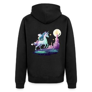 Moon Tower Unicorn Dream - Unisex Premium Organic Zip Hoodie - black - Back - Nico (187cm)