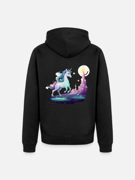 Mondturm Einhorntraum - Unisex Premium Bio Zip Hoodie - Schwarz