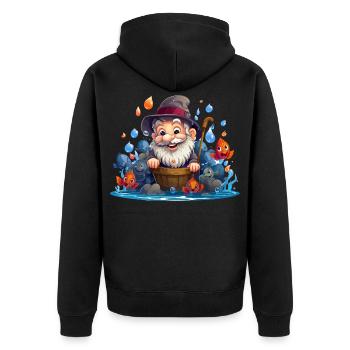 Pêcheur joyeux avec des poissons colorés - Veste à capuche bio Premium Unisexe - noir - Dos - Nico (187cm)