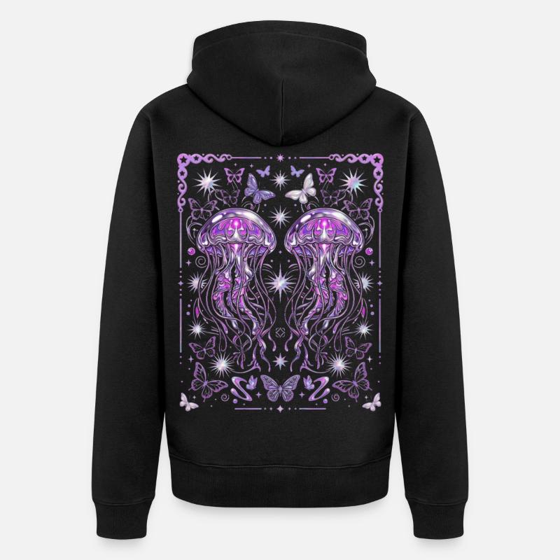 Graphique esthétique de méduse Y2K - Veste à capuche bio Premium Unisexe - noir