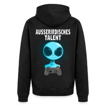 Talent zocken - Unisex Premium Bio Zip Hoodie - Schwarz - Hinten - Nico (187cm)
