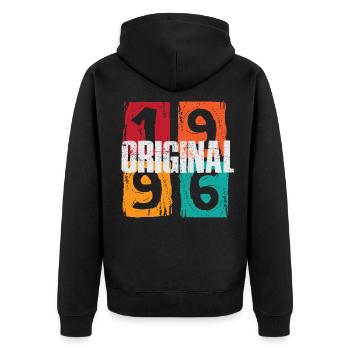 Original 1996 - Unisex Premium Bio Zip Hoodie - Schwarz - Hinten - Nico (187cm)
