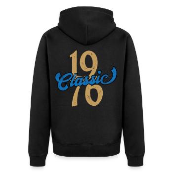 Vintage 1976 - Unisex Premium Bio Zip Hoodie - Schwarz - Hinten - Nico (187cm)
