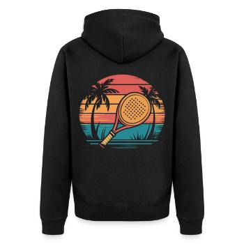 Padel Sunset - Unisex Premium Bio Zip Hoodie - Schwarz - Hinten - Nico (187cm)