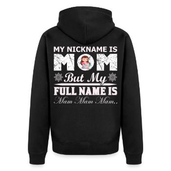Mein Spitzname ist Mama lustiges Muttertagshemd - Unisex Premium Bio Zip Hoodie - Schwarz - Hinten - Nico (187cm)
