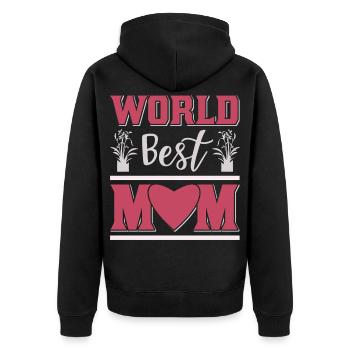 Weltbestes Muttertagsgeschenkhemd - Unisex Premium Bio Zip Hoodie - Schwarz - Hinten - Nico (187cm)