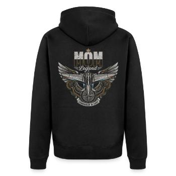 Maman Légende Aéronautique - Unisex Premium Bio Zip Hoodie - Schwarz - Hinten - Nico (187cm)