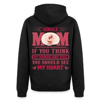 Alleinerziehende Mutter mit voller Herzblut - Unisex Premium Bio Zip Hoodie - Schwarz - Hinten - Nico (187cm)