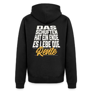Rentner Rente Das Schuften Hat Ein Ende - Unisex Premium Bio Zip Hoodie - Schwarz - Hinten - Nico (187cm)